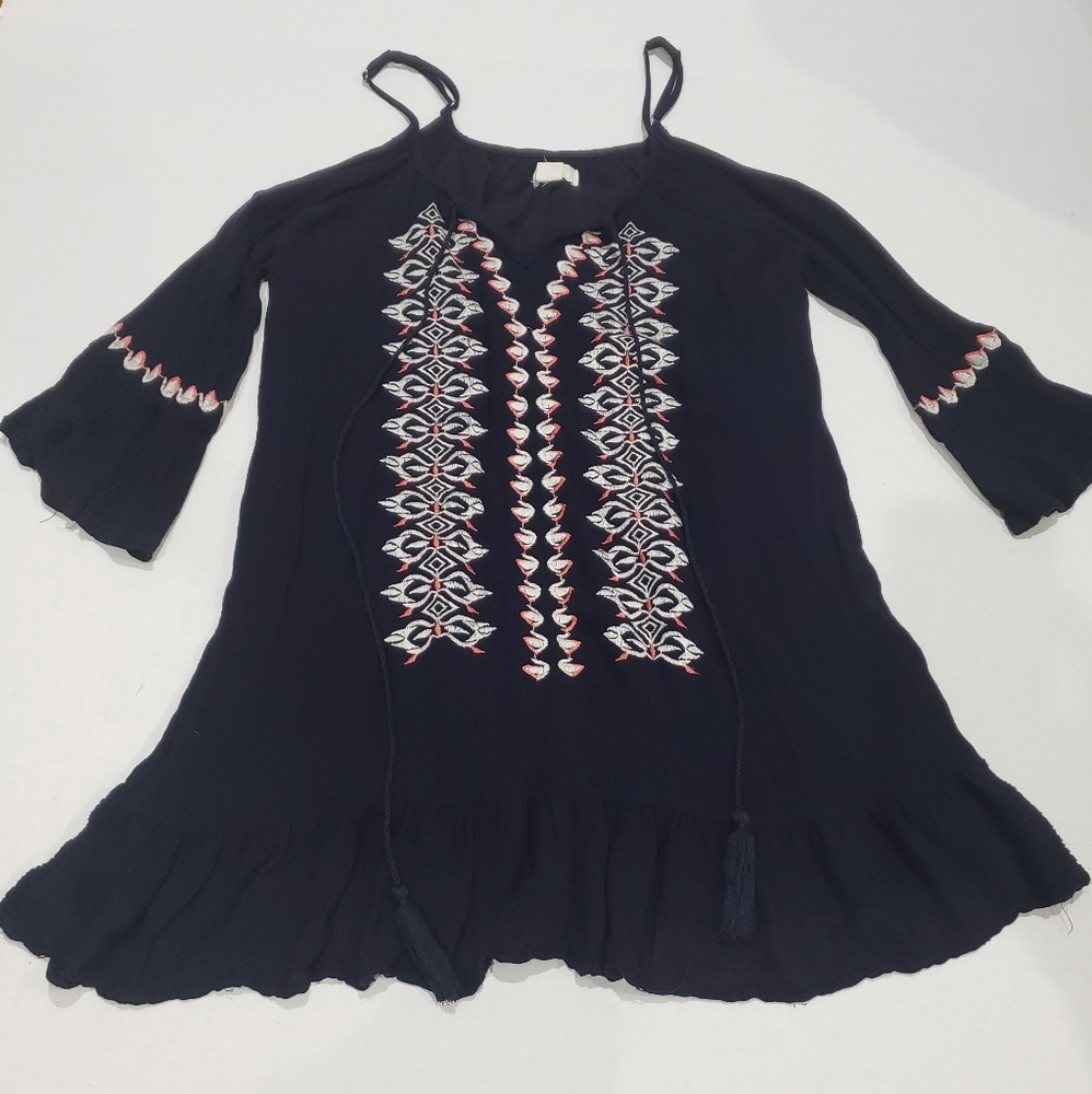 Dark Blue Embroidered Dress